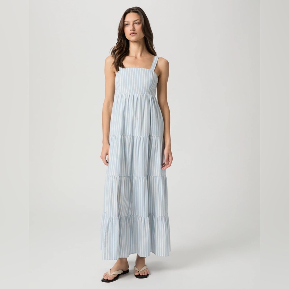 NWT Paige Ginseng Blue White Striped Maxi Tiered Sundress 8 ($269 retail) $95